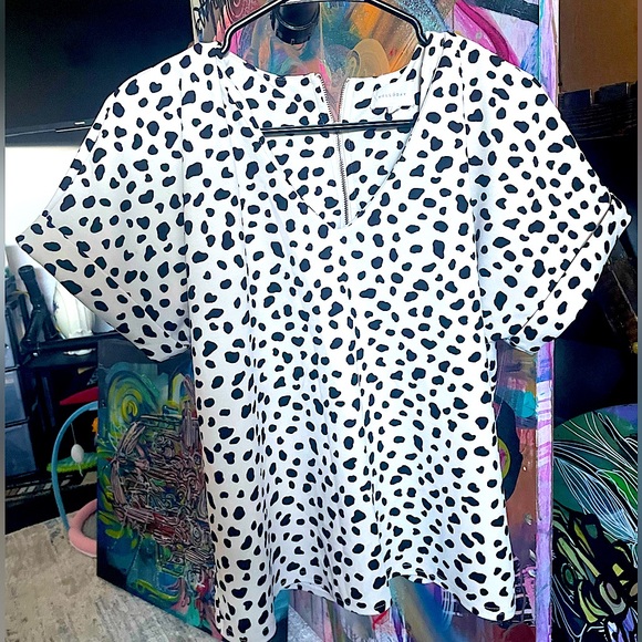 Dalmatian Print Short Sleeve Blouse - Picture 1 of 1